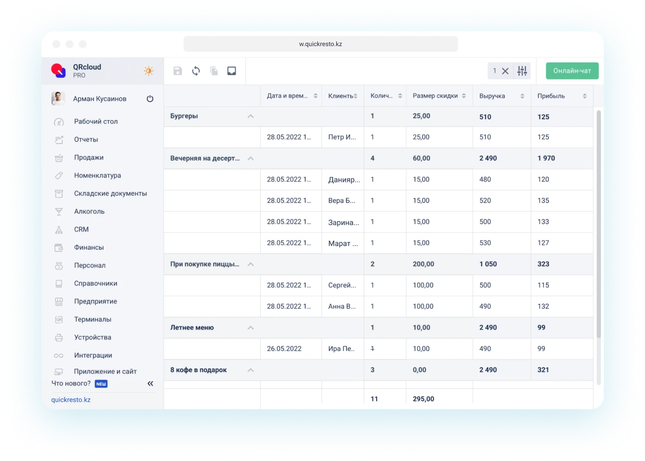система лояльности для ресторана