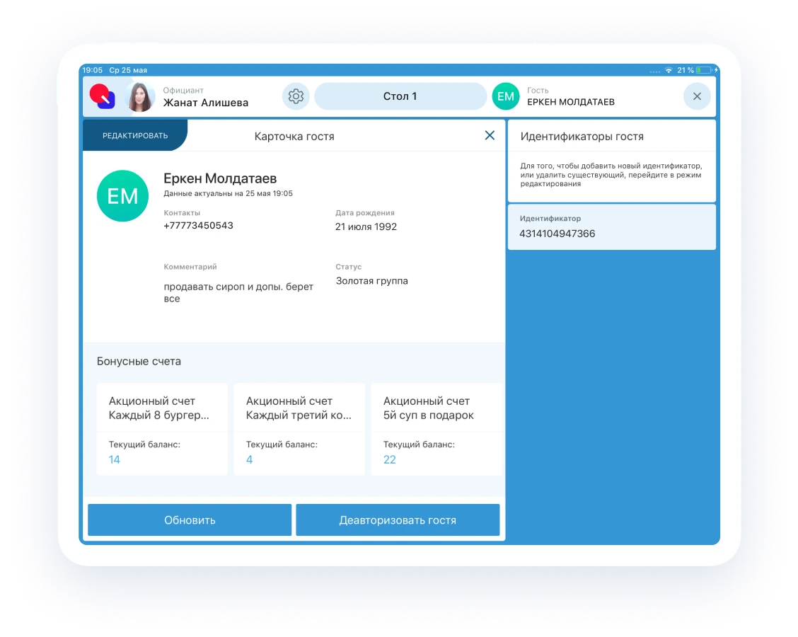 схема столов в кафе